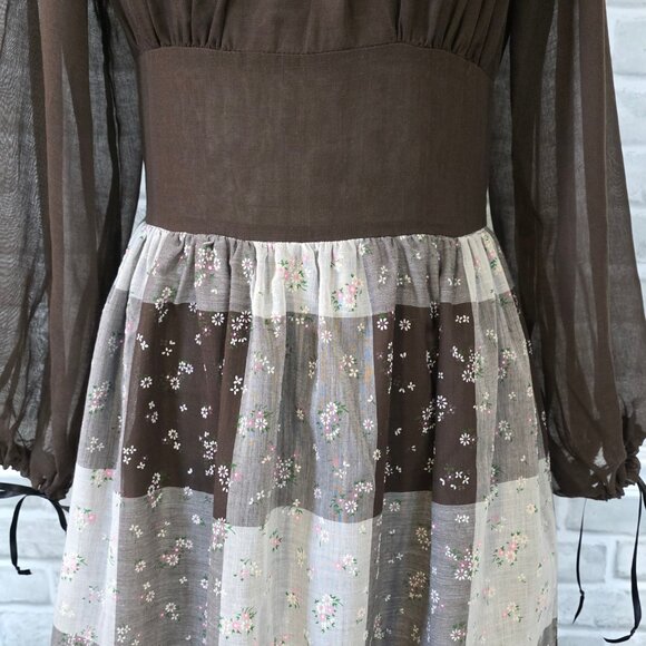 Vintage Couriers California Gingham Swiss Maxi Dress Prairie Cottage Hippie 70s - Picture 9 of 13